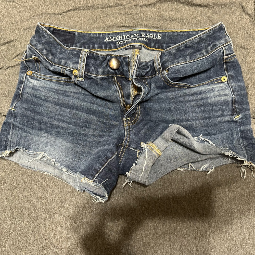 American eagle super stretch dark wash shorts